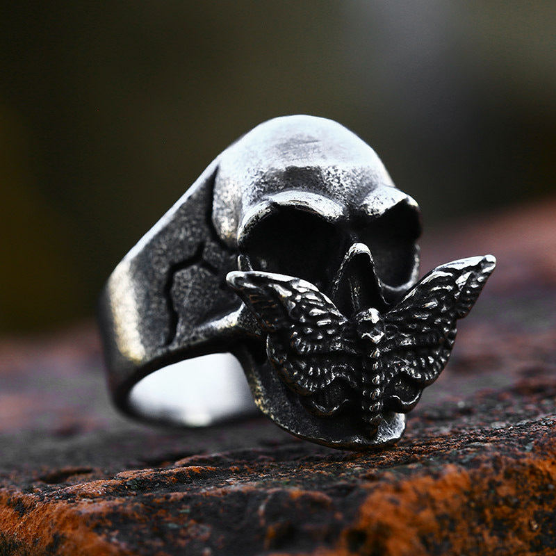 Huginn's Butterfly Skull Ring