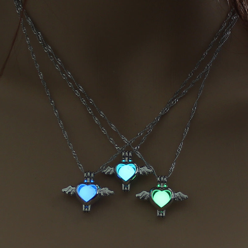 Glow-in-the-dark Angel Wing hollowed-out diy necklace