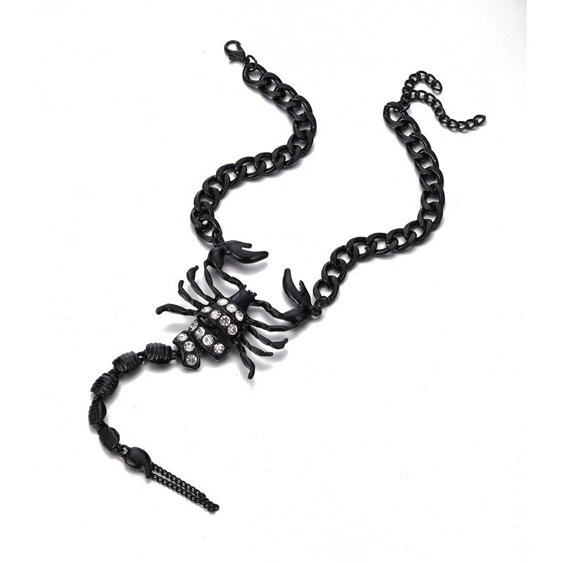 Simple Gun Black Diamond Scorpion Anklet