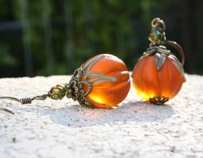 Vintage Pumpkin Pendant Drop Earrings