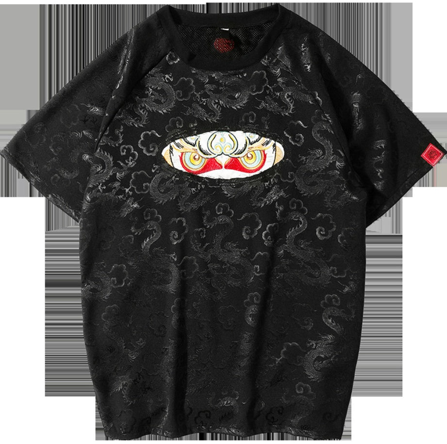 Embroidered Sun Wukong Retro Dragon T-Shirt