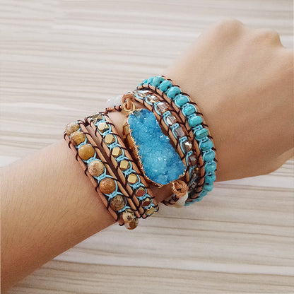 Multi-layer winding leather bracelet