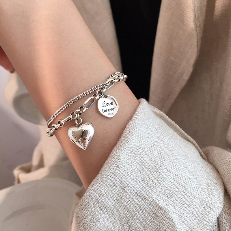 Fashion Heavy Industry Love Circle Double Bracelet