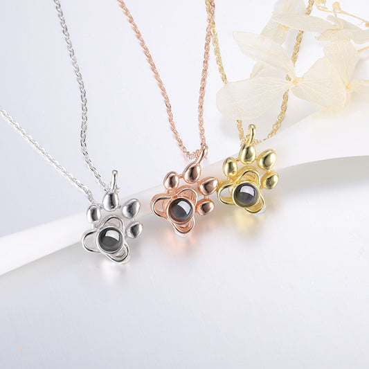 Dog Paw Projection S925 Silver Necklace