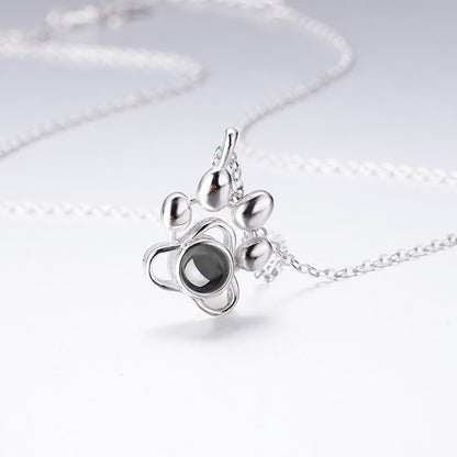 Dog Paw Projection S925 Silver Necklace