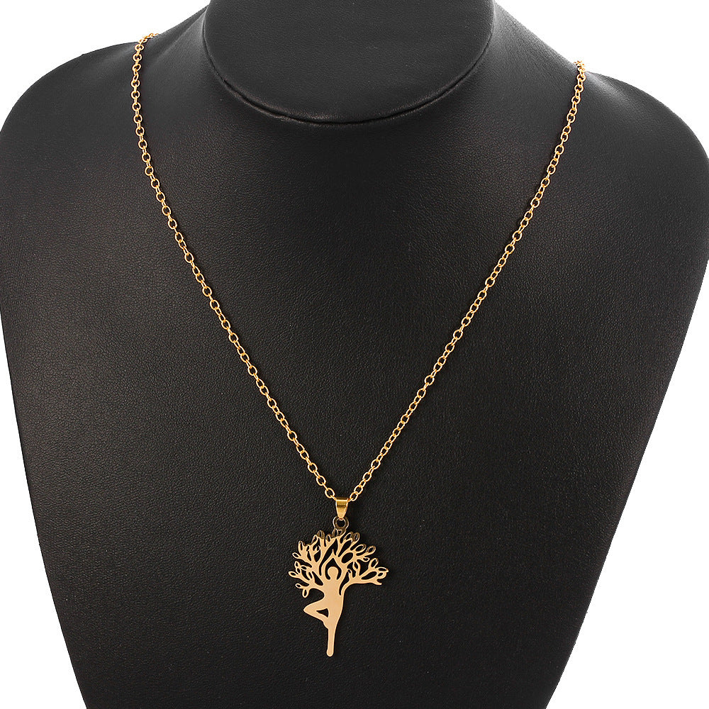 Tree of Life Necklace Stainless Steel Plant Pendant Clavicle Chain