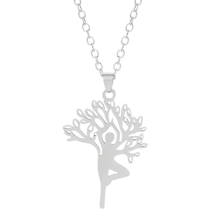 Tree of Life Necklace Stainless Steel Plant Pendant Clavicle Chain