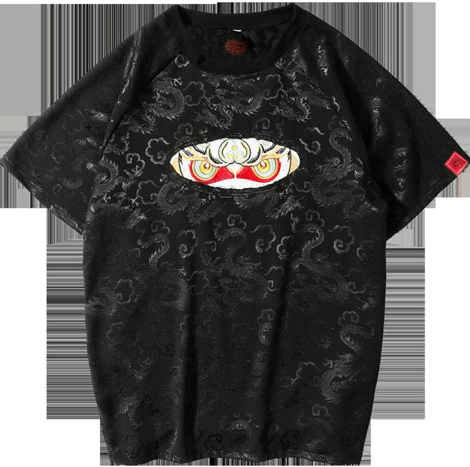 Embroidered Sun Wukong Retro Dragon T-Shirt