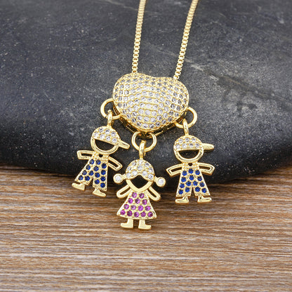 Women's Micro Inlaid Zircon Boys And Girls Pendant Elegant Love Necklace