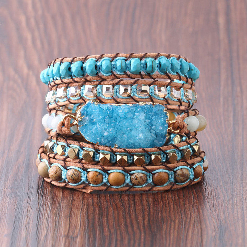 Multi-layer winding leather bracelet