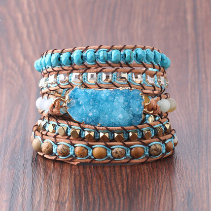 Multi-layer winding leather bracelet