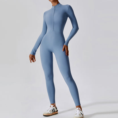 Women's Long-sleeve Zipper Yoga Sports Jumpsuit