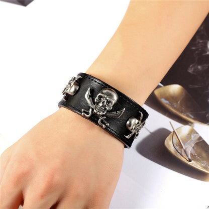 Adjustable button Skull Bracelet