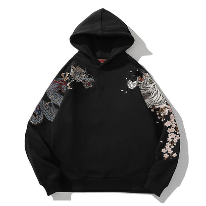 Embroidered Dragon Tiger Hoodie