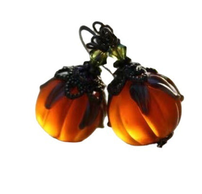 Vintage Pumpkin Pendant Drop Earrings