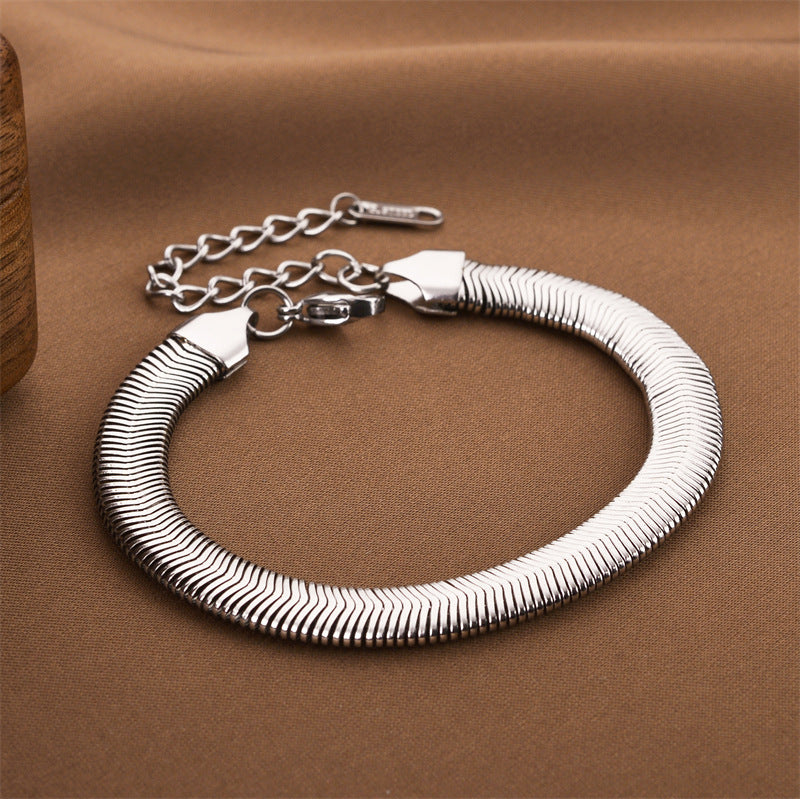 Fashion Simple 8mm Titanium Steel Bracelet For Women