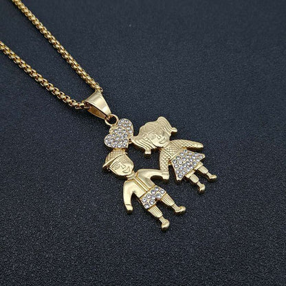 Titanium Steel Gold-Plated Diamond Necklace For Boys And Girls