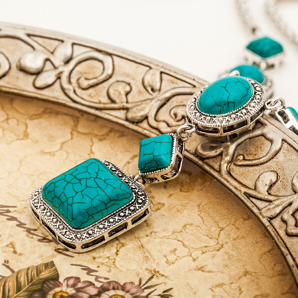 Turquoise Necklace Vintage Diamond Necklace