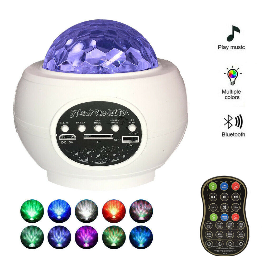 LED Star Ocean Wave Projector Night Light Galaxy Starry Sky Projector Night Lamp With Music Bluetooth Speaker
