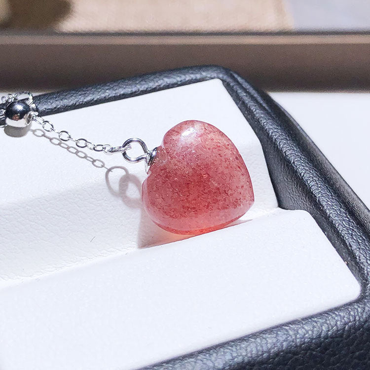 Fashion Necklace New Strawberry Crystal Heart Necklace