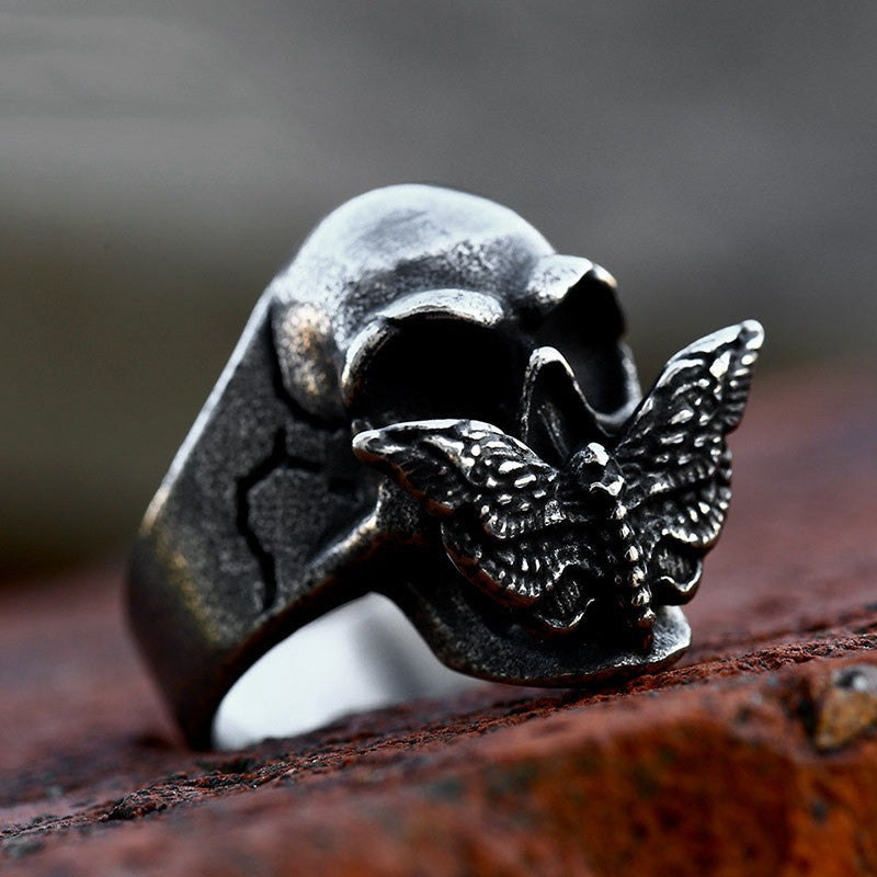 Huginn's Butterfly Skull Ring