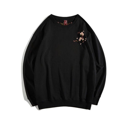 Mens Plum Embroidered Round Neck Sweat Shirt