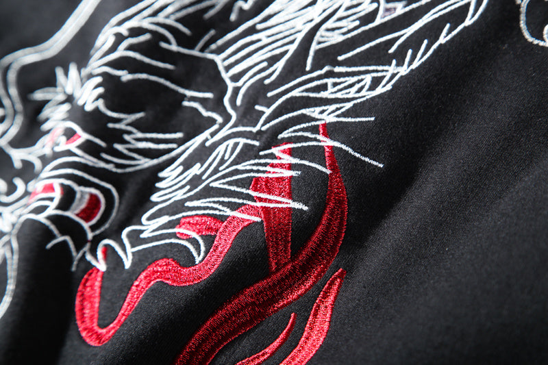 Red Embroidered Dragon Sweatshirt