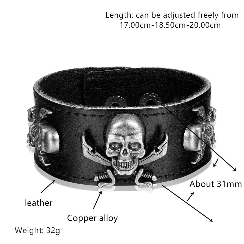 Adjustable button Skull Bracelet