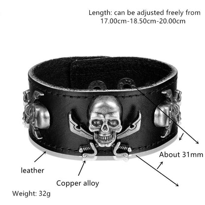 Adjustable button Skull Bracelet