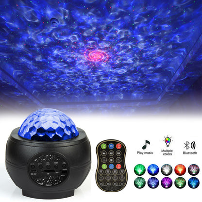 LED Star Ocean Wave Projector Night Light Galaxy Starry Sky Projector Night Lamp With Music Bluetooth Speaker