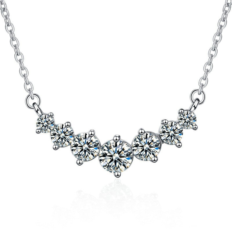 New Moissanite Straight Necklace Female Pendant Clavicle Chain Jewelry