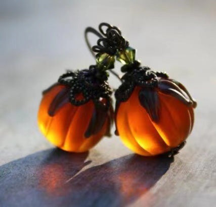 Vintage Pumpkin Pendant Drop Earrings