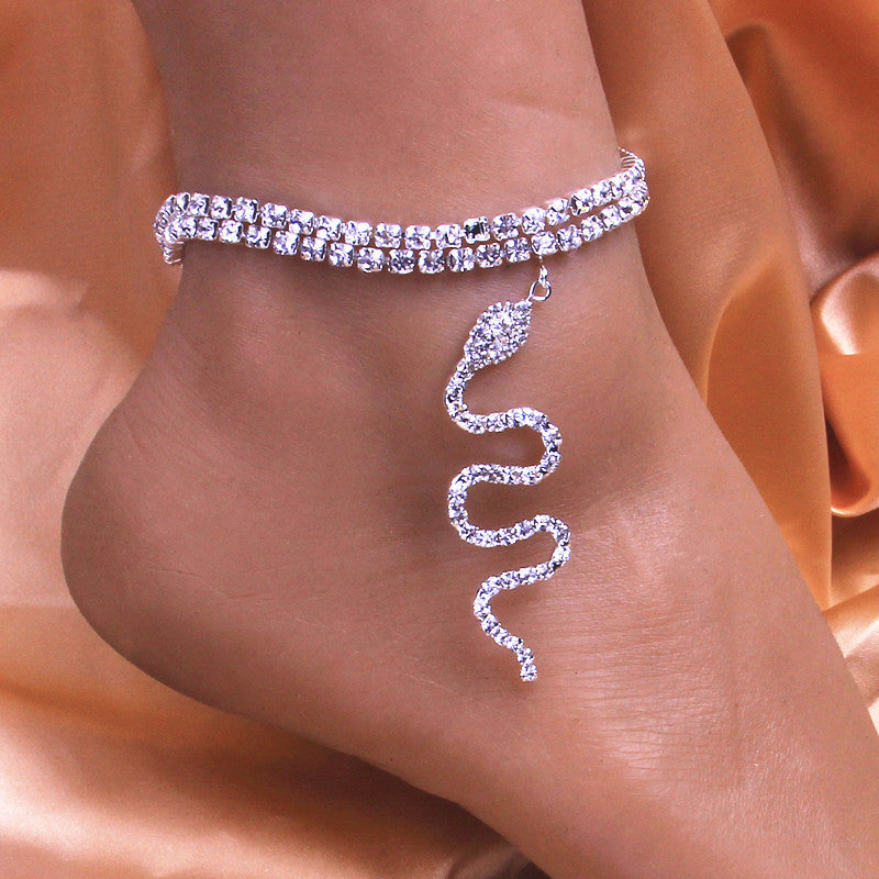 European And American Fashion Full Diamond Double Layer Feet Chain