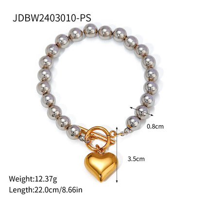 Gold Plated Stainless Steel Smooth Love Heart Necklace Series Hypo-Allergenic Tarnish Water Resistant Chunky Women Jewelry