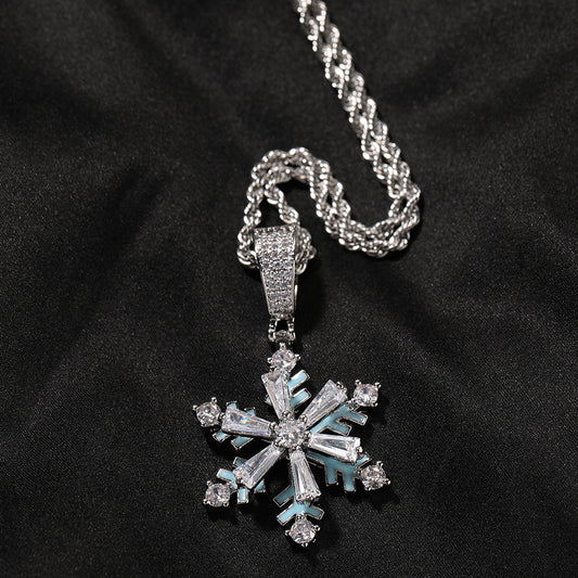 European Hip Hop New Winter Spinning Snowflake Luminous Dripping Oil Pendant Ornaments