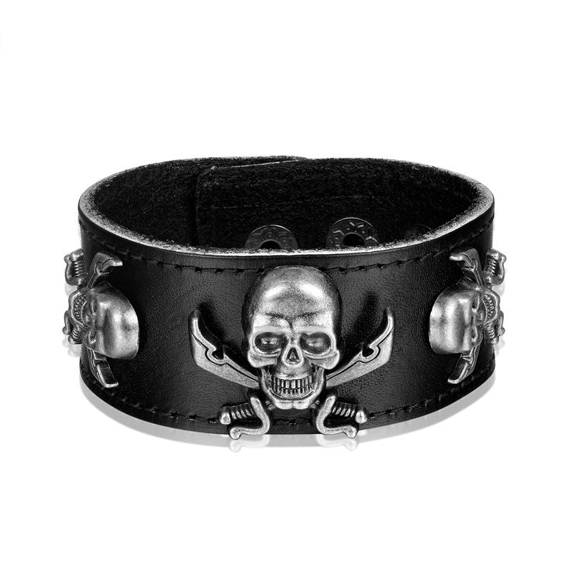 Adjustable button Skull Bracelet