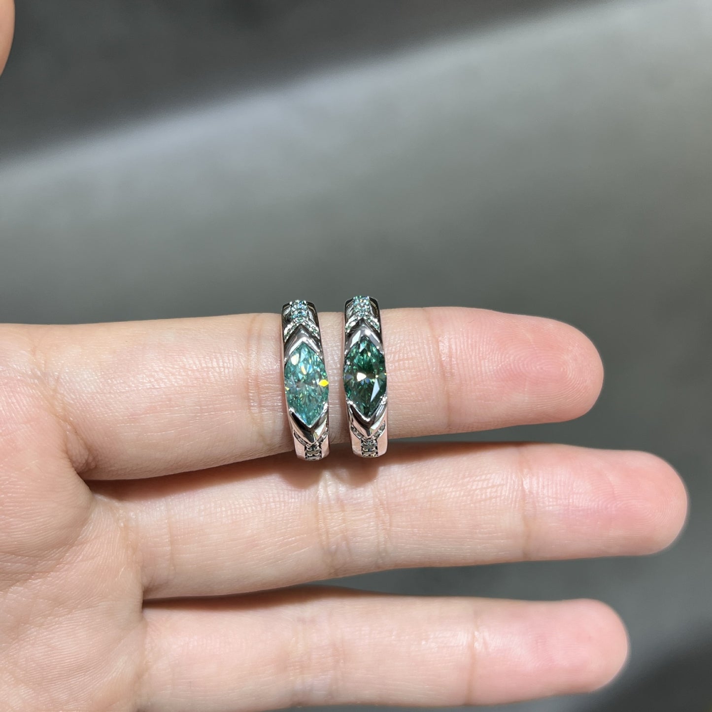 Blue Green Mosonite Ring For Men And Women