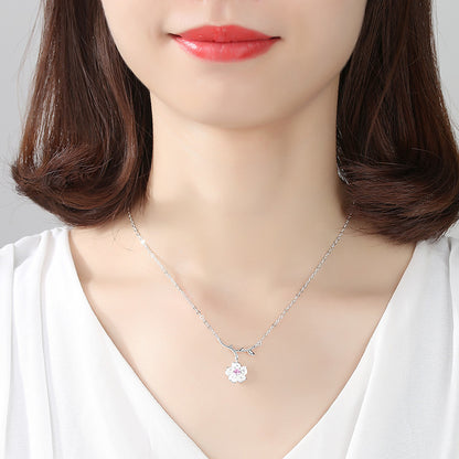 Flower Clavicle Necklace S925 Sterling Silver Necklace