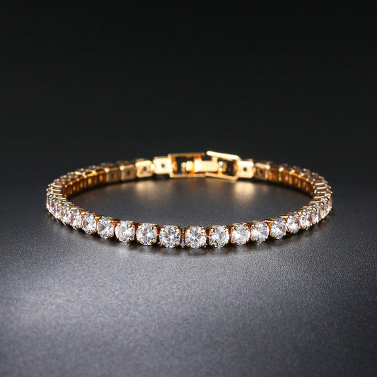 Zircon Bracelet Single Row 4mm Round Full Diamond Tennis Chain Cross-border Hip Hop Jewelry