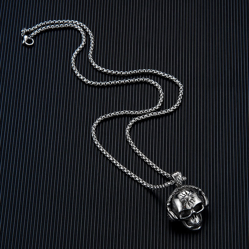 Mens Fashion Titanium Steel Vintage Personality Geometric Pendant Necklace