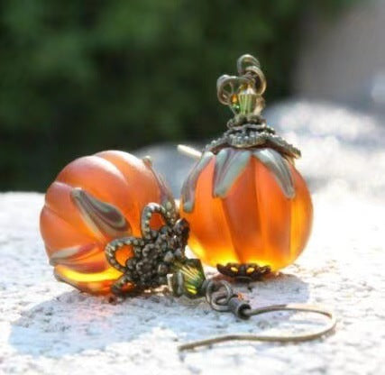 Vintage Pumpkin Pendant Drop Earrings