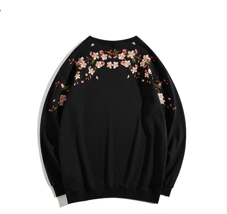 Mens Plum Embroidered Round Neck Sweat Shirt