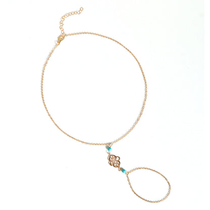 Vintage Water Drop Ethnic Hollow Xiangsong Stone Anklet