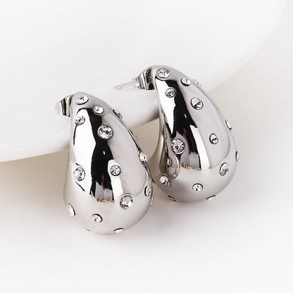 Hollow Water Drop Earrings Color Zirconium