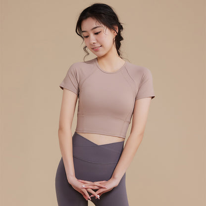 Autumn New Yoga Wear Blouse Sports Tights Short-sleeved T-shirt For Women