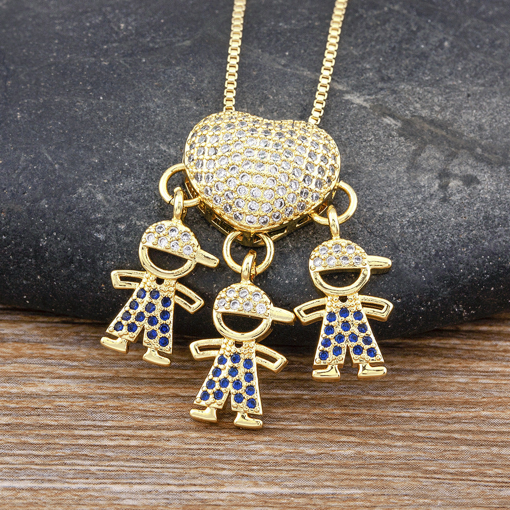 Women's Micro Inlaid Zircon Boys And Girls Pendant Elegant Love Necklace