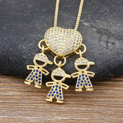 Women's Micro Inlaid Zircon Boys And Girls Pendant Elegant Love Necklace