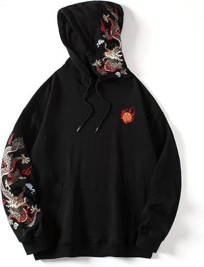 Sweater Men's Dragon Printed Heavy Pattern Hoodie