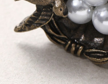 Bird Nest Open-end Pearl Ring Fashion Women