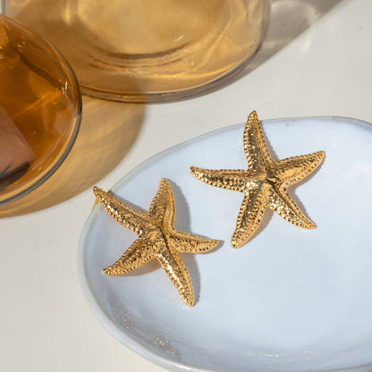 Marine Shell 18K Gold Stainless Steel Starfish Earrings Jewelry Women's Fashion Necklace For Women Party Jewelry